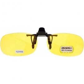 Rectangular Unisex Retro 39mm x 62mm Clip On Night Driving Yellow Lens Sunglasses Black - CQ11TOO77V5 $7.85