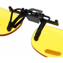 Rectangular Unisex Retro 39mm x 62mm Clip On Night Driving Yellow Lens Sunglasses Black - CQ11TOO77V5 $7.85