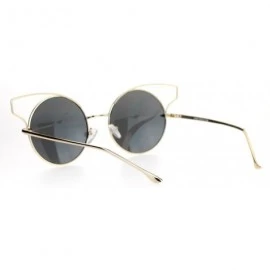 Round Metal Wire Cat Eye Horn Rim Round Circle Mirrored Lens Sunglasses - All Gold - CX120ZRC9U3 $17.91
