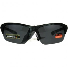 Wrap Xloop Polarized Lens Sunglasses Mens Half Rim Soft Matted Camouflage - Grey Camo - CO1802NYO46 $14.36
