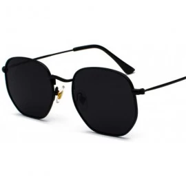 Round Vintage Gold Sunglasses Men Square Metal Frame Silver Brown Black Small Sun Glasses - Black - CH18Y6YOD97 $15.58
