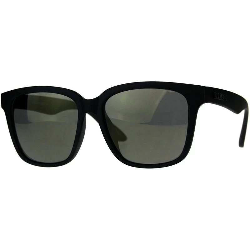 Square KUSH Sunglasses Unisex Black Square Frame Mirrored Lens UV 400 - Matte Black (Gold Mirror) - C018CGHC7LZ $7.79