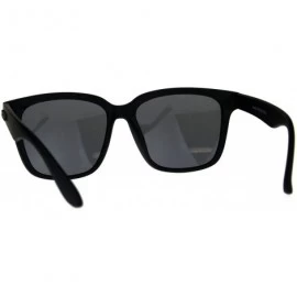 Square KUSH Sunglasses Unisex Black Square Frame Mirrored Lens UV 400 - Matte Black (Gold Mirror) - C018CGHC7LZ $7.79