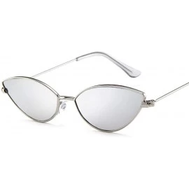 Aviator Cute Sexy Ladies Cat Eye Sunglasses Women Metal Frame 2019 Fashion Vintage Red - Silver - C018YLYZLRY $17.77