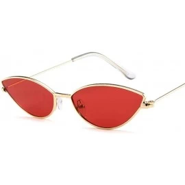 Aviator Cute Sexy Ladies Cat Eye Sunglasses Women Metal Frame 2019 Fashion Vintage Red - Silver - C018YLYZLRY $8.18