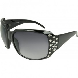 Shield Linden Rhinestonee Shield Fashion Sunglasses - Black - CI11KZJ22LN $19.35