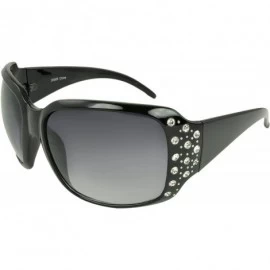 Shield Linden Rhinestonee Shield Fashion Sunglasses - Black - CI11KZJ22LN $9.43
