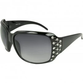 Shield Linden Rhinestonee Shield Fashion Sunglasses - Black - CI11KZJ22LN $18.11