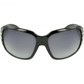 Shield Linden Rhinestonee Shield Fashion Sunglasses - Black - CI11KZJ22LN $18.11