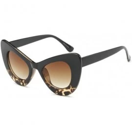 Oval Big Frame Cat Eye Sunglasses for Women Oval Acetate Frame Sun Glasses - C2 Leopard - CW1989SGNEU $11.84