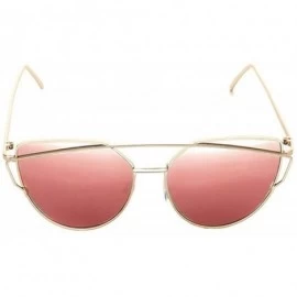Round Cat Eye Vintage Er Rose Gold Mirror Sunglasses Women Metal Reflective Flat Lens Sun Glasses Female 2018 - CI198AHD0T2 $...