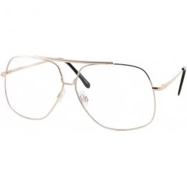 Aviator 1 Pc XL Clear Lens Eye Glasses Aviator Square Frame Classic Hipster - Choose Color - Gold - CP18NH6WZCL $21.06