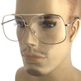 Aviator 1 Pc XL Clear Lens Eye Glasses Aviator Square Frame Classic Hipster - Choose Color - Gold - CP18NH6WZCL $21.06