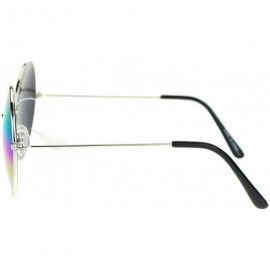 Oil Slick Mirror Lens 70s Hippie Round Circle Metal Wire Rim Sunglasses ...