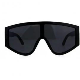 Oversized Robotic Mens Mob 80s Flat Top Large Plastic Sunglasses - Shiny Black - C518C9LMUC4 $18.23