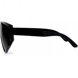 Oversized Robotic Mens Mob 80s Flat Top Large Plastic Sunglasses - Shiny Black - C518C9LMUC4 $8.99