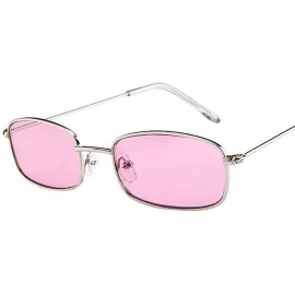 Square Narrow Metal Rim Rectangular Hippie Sunglasses Slender Square Sunglasses - H - CB199SE8TXN $6.64