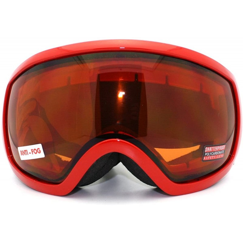 Shield Large Shield Style Ski Snowboard Goggles Anti Fog Double Lens - Red - CE11TG65VUZ $43.53