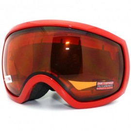 Shield Large Shield Style Ski Snowboard Goggles Anti Fog Double Lens - Red - CE11TG65VUZ $43.53