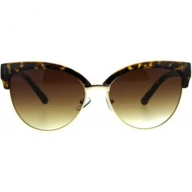 Cat Eye Womens Cat Eye Half Rim Horn Chic Designer Bifocal Reading Sunglasses - Tortoise Gold Brown - C418QU4ED82 $21.98