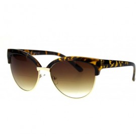 Cat Eye Womens Cat Eye Half Rim Horn Chic Designer Bifocal Reading Sunglasses - Tortoise Gold Brown - C418QU4ED82 $9.03