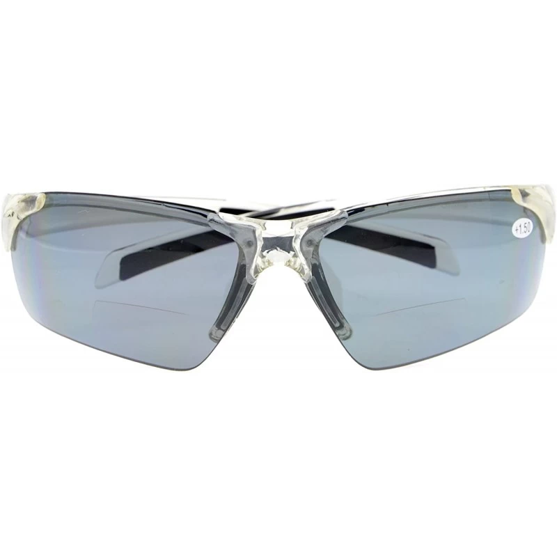 Wrap Bifocal Sunglasses with Wrap-Around Sport Design Half Frame for Men and Women - Clear - CC18C3KKTCX $11.29
