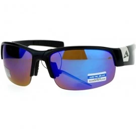 Wrap Arctic Blue Mens Sunglasses BlueTech Anti-Glare Lens Half Rim Wrap Around - Black - CM1872NQWZS $13.09