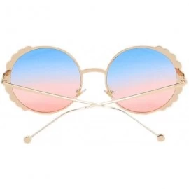 Rimless Stylish Round Pearl Decor Sunglasses UV Protection Metal Frame - Blue Pink Lens - C618W5CG7T2 $15.78