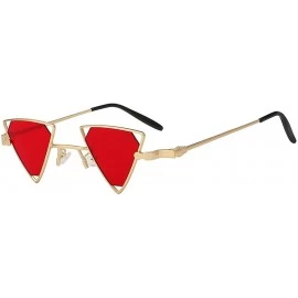 Butterfly Men Women Triangle Butterfly Vintage Colored Lens Sunglasses Metal Frame - Gold-red - CZ18HS09XST $25.30