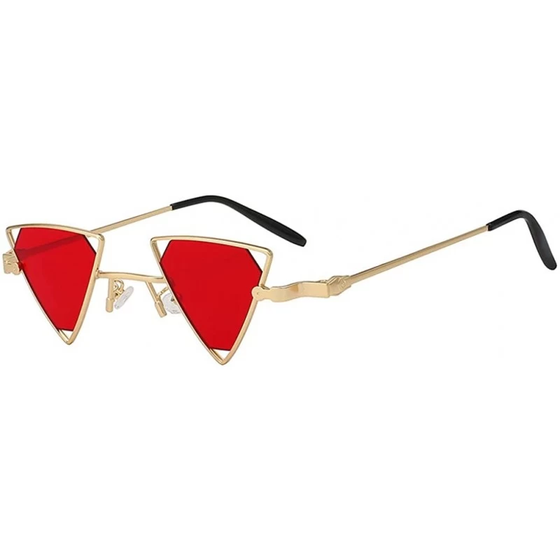 Butterfly Men Women Triangle Butterfly Vintage Colored Lens Sunglasses Metal Frame - Gold-red - CZ18HS09XST $14.02