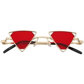 Butterfly Men Women Triangle Butterfly Vintage Colored Lens Sunglasses Metal Frame - Gold-red - CZ18HS09XST $14.02