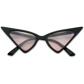 Oversized Exaggerated High Pointed Tip Rockabilly Cat Eye Slim Vintage Sunglasses - Black Frame - Pink - CY18GL7MH0G $25.79