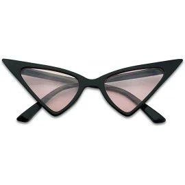 Oversized Exaggerated High Pointed Tip Rockabilly Cat Eye Slim Vintage Sunglasses - Black Frame - Pink - CY18GL7MH0G $23.59