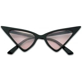 Oversized Exaggerated High Pointed Tip Rockabilly Cat Eye Slim Vintage Sunglasses - Black Frame - Pink - CY18GL7MH0G $11.01