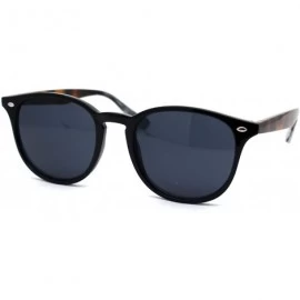 Round Womens Thin Plastic Round Horn Rim Designer Sunglasses - Black Brown Tort Arm Black - C7193MOQWDH $17.80