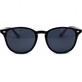 Round Womens Thin Plastic Round Horn Rim Designer Sunglasses - Black Brown Tort Arm Black - C7193MOQWDH $7.80