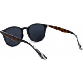 Round Womens Thin Plastic Round Horn Rim Designer Sunglasses - Black Brown Tort Arm Black - C7193MOQWDH $7.80