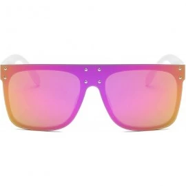 Square Retro Vintage Flat Lens Mirrored Square Oversized Sunglasses - Pink - CH18I0EHODX $9.00