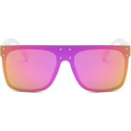 Square Retro Vintage Flat Lens Mirrored Square Oversized Sunglasses - Pink - CH18I0EHODX $19.55