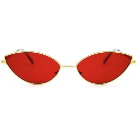 Cat Eye Fashion Trend Cat Eye Small Metal Frame Personality Sunglasses for Women - Gold Frame Red Lens - CK18R26GIGN $10.66