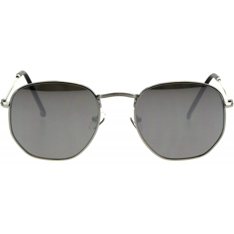 Rectangular Mens Color Mirror Luxury Victorian Metal Rim Rectangular Sunglasses - Silver Mirror - CU18GO9MSGY $12.08