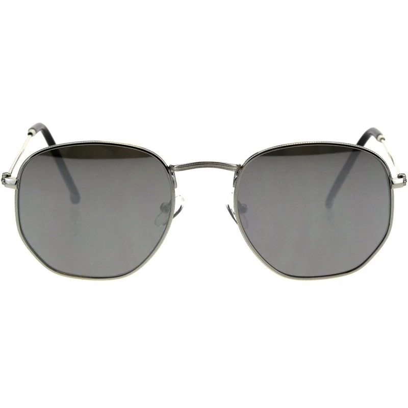 Rectangular Mens Color Mirror Luxury Victorian Metal Rim Rectangular Sunglasses - Silver Mirror - CU18GO9MSGY $12.08