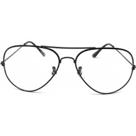 Aviator Aviator Mirror or Clear Metal Sunglasses Classic Style - Black- Clear - C718YTH5TSA $10.71