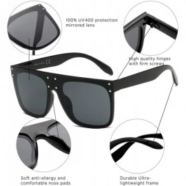 Square Retro Vintage Flat Lens Mirrored Square Oversized Sunglasses - Pink - CH18I0EHODX $19.55