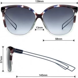 Square Linno Vintage Fashion Cat Eye Women's Sunglasses Mirrored Lens UV400 - Gradient Blue Grey - CW18LR2ISE2 $15.23