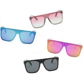 Square Retro Vintage Flat Lens Mirrored Square Oversized Sunglasses - Pink - CH18I0EHODX $19.55