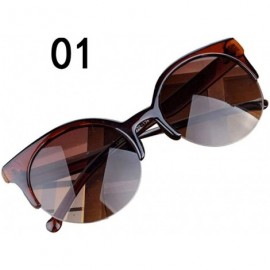 Goggle Unisex Vintage Semi-Rim Round Frames Cat Eye Eyewear Sunglasses - A - CU18EY2S3RE $17.08