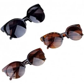 Goggle Unisex Vintage Semi-Rim Round Frames Cat Eye Eyewear Sunglasses - A - CU18EY2S3RE $5.69