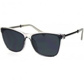 Rectangular Gentlemans Elegant Designer Fashion Mod Thin Horn Rim Sunglasses - Clear Black - CF18SGCXYNC $27.05