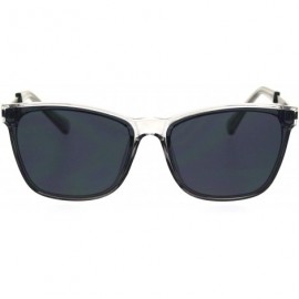 Rectangular Gentlemans Elegant Designer Fashion Mod Thin Horn Rim Sunglasses - Clear Black - CF18SGCXYNC $15.69